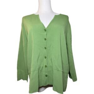 Talbot's Women’s Petites V-Neck Button Front Cardigan, Size 1X, Lime Green